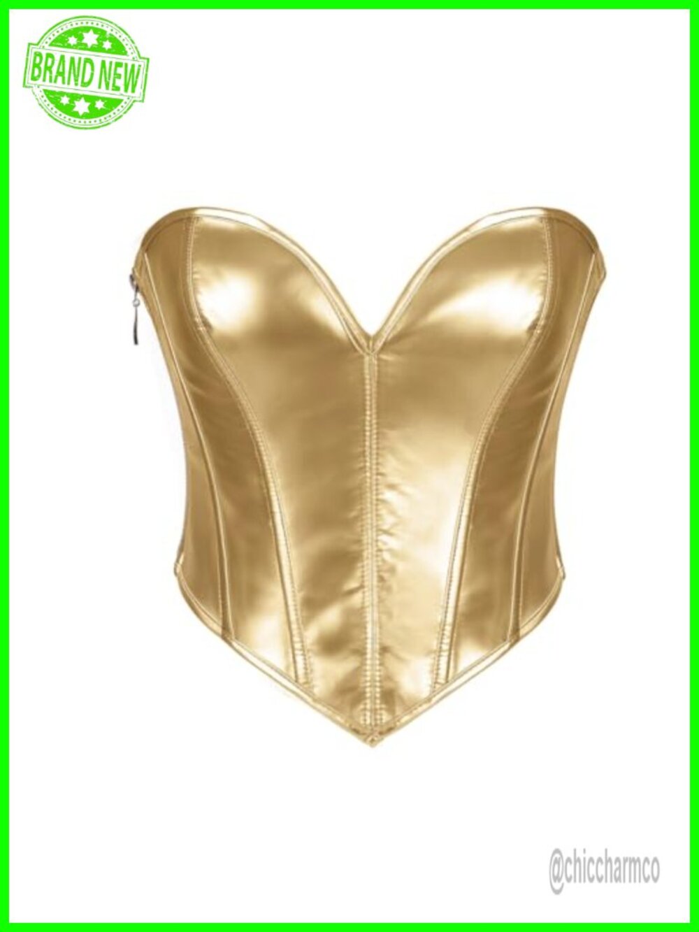 PU Leather Corset Top Strapless Bustier Lace-Up Back Halloween Costume